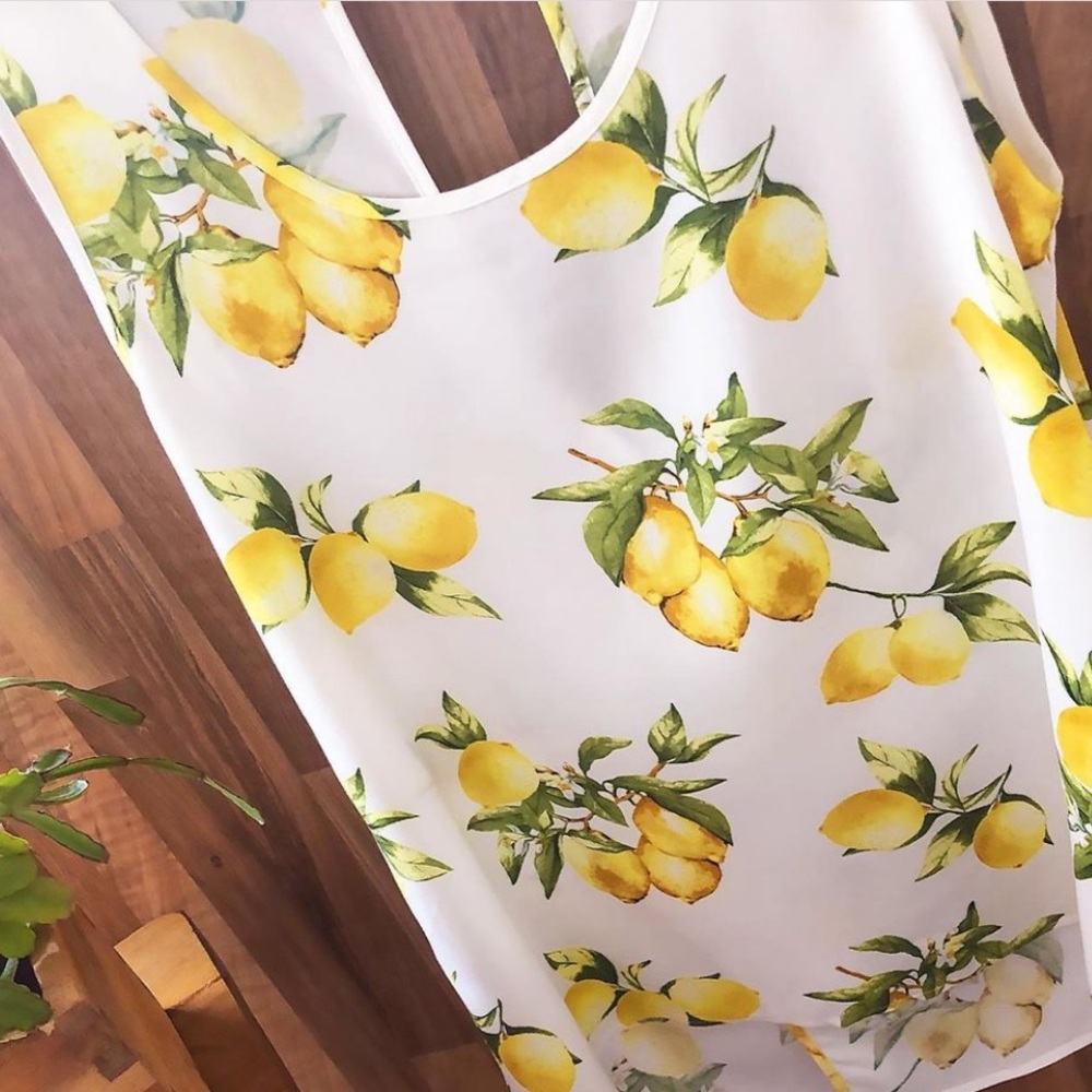 Apricot (UK) Lemon Print Tank — size XS (UK size 8) - worn once